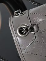 Saint Laurent-Style Tote Bag – Burgundy Quilted Leather with Metallic YSL Logo & Dual Handles – Designer-Inspired Work & Travel Bag for Women - 图片 8