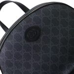 Gucci-Style GG Supreme Backpack – Dark Blue & Black Monogram Canvas with Leather Trim & Oval Logo Patch - 图片 7
