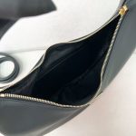 Prada-Style Black Calf Leather Crossbody Bag – Embossed Triangular Logo with Buckle Strap - 图片 6