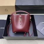 Saint Laurent-Style Tote Bag – Burgundy Quilted Leather with Metallic YSL Logo & Dual Handles – Designer-Inspired Work & Travel Bag for Women