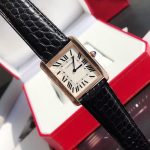Cartier Tank Solo – Women's 18K Rose Gold Watch with White Dial, Roman Numerals, and Black Alligator Strap