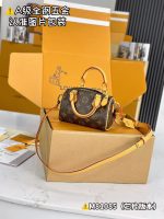 Louis Vuitton-Style Speedy Mini Bag – Monogram Canvas with Yellow Leather Trim & A-Grade Full-Metal Hardware (Chip Version M81085)