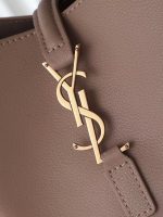 Saint Laurent-Style Tote Bag – Burgundy Quilted Leather with Metallic YSL Logo & Dual Handles – Designer-Inspired Work & Travel Bag for Women - 图片 6