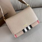 Burberry Mini Top Handle Bag – Iconic Check Pattern, Leather Trim, Gold Hardware, Designer Handbag