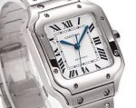 Cartier Santos-Dumont – Men's Stainless Steel Automatic Watch with White Dial, Roman Numerals, and Integrated Bracelet - 图片 6