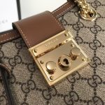 Gucci-Style Padlock Mini Bag – Beige GG Monogram Canvas with Brown Leather Trim & Gold-Tone Lock Clasp - 图片 5
