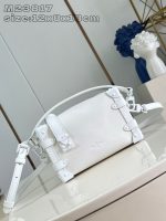 Louis Vuitton-Style Capucines Mini Bag – white Grained Leather with Gold-Tone Hardware & Signature Lock Design (M25160)