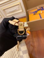 Louis Vuitton-Style Neverfull Tote Bag – Damier Checkered Canvas with Red Lining & Brown Leather Trim - 图片 5