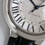 Cartier Ballon Bleu – Women's Stainless Steel Automatic Watch with Silver Dial, Roman Numerals, and Black Alligator Strap - 图片 5
