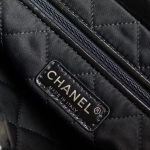 Chanel-Style Metallic Drawstring Tote – Black Foil Leather with Embossed Logo & Chain Strap - 图片 6
