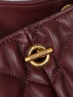 Saint Laurent-Style Quilted Tote Bag Set – Burgundy Leather with Gold-Tone YSL Logo + Matching Clutch - 图片 6