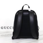 Gucci-Style GG Supreme Backpack – Dark Blue & Black Monogram Canvas with Leather Trim & Oval Logo Patch - 图片 4