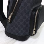 Gucci-Style GG Supreme Backpack – Dark Blue & Black Monogram Canvas with Leather Trim & Oval Logo Patch - 图片 5