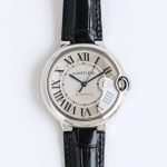Cartier Ballon Bleu – Women's Stainless Steel Automatic Watch with Silver Dial, Roman Numerals, and Black Alligator Strap - 图片 7