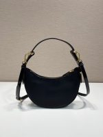 Prada-Style Leather & Nylon Tote Handbag – Minimalist Top Handle Bag with Triangular Logo – Designer-Inspired Shoulder Bag for Women - 图片 2