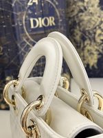 Dior Lady Dior Mini Bag – White Quilted Leather, Gold-Tone Hardware, Iconic CD Rings, Designer Tote - 图片 2
