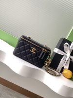 Chanel-Style Mini Box Bag – Quilted Caviar Leather with Gold-Tone Chain & CC Logo (6 Colors Available) - 图片 5