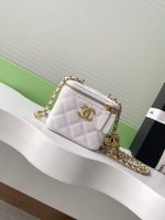 Chanel-Style Mini Box Bag – Quilted Caviar Leather with Gold-Tone Chain & CC Logo (6 Colors Available) - 图片 4