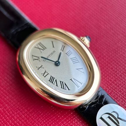 Cartier Ballon Bleu – Women's 18K Yellow Gold Watch with White Dial, Roman Numerals, and Black Alligator Strap