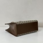 Gucci-Style Top Handle Tote Bag – Beige GG Monogram Canvas with Brown Leather Trim & Central Logo Patch - 图片 4