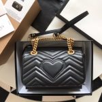 Gucci-Style Marmont Mini Bag – Black Quilted Leather with Gold-Tone GG Logo & Chain Strap - 图片 5