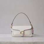 COACH C Logo Flap Bag – White Leather, Minimalist Design, Signature C Hardware, Designer Crossbody Bag