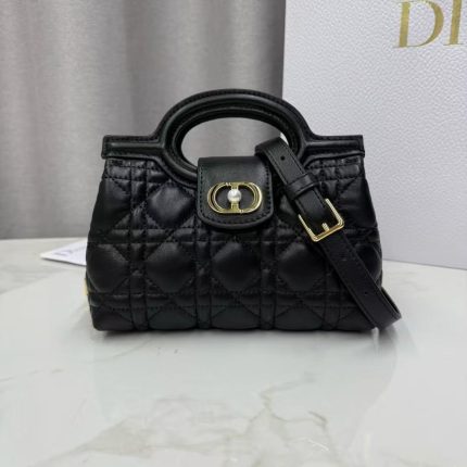 Dior Lady Dior Mini Bag – Quilted Leather, Gold-Tone Hardware, CD Clasp, Designer Tote with Removable Chain Strap