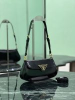 Prada-Style Leather & Nylon Tote Handbag – Minimalist Top Handle Bag with Triangular Logo – Designer-Inspired Shoulder Bag for Women