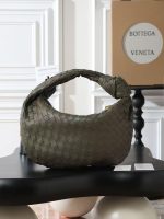 Bottega Veneta Olive Green Intrecciato Knot Bag – Iconic Weave, Artistic Handle, Leather Hobo, Designer Handbag