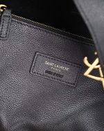 Saint Laurent-Style Tote Bag – Burgundy Quilted Leather with Metallic YSL Logo & Dual Handles – Designer-Inspired Work & Travel Bag for Women - 图片 2