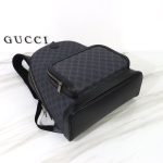 Gucci-Style GG Supreme Backpack – Dark Blue & Black Monogram Canvas with Leather Trim & Oval Logo Patch - 图片 3