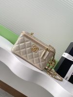 Chanel-Style Mini Box Bag – Quilted Caviar Leather with Gold-Tone Chain & CC Logo (6 Colors Available) - 图片 3