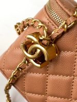 Chanel-Style Mini Box Bag – Quilted Caviar Leather with Gold-Tone Chain & CC Logo (6 Colors Available) - 图片 2