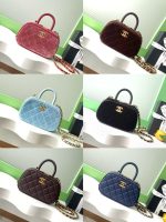 Chanel-Style Mini Oval Bag – Velvet Quilted Design with Top Handle & Gold-Tone Chain (6 Colors Available) - 图片 2