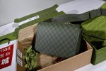 Gucci-Style GG Supreme Crossbody Bag – Green Monogram Canvas with Leather Trim, Classic Design & Adjustable Strap - 图片 2