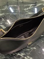 Prada-Style Leather & Nylon Tote Handbag – Minimalist Top Handle Bag with Triangular Logo – Designer-Inspired Shoulder Bag for Women - 图片 2