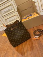Louis Vuitton-Style Neverfull Bucket Bag – Brown Monogram Canvas with Soft Leather Trim & Adjustable Shoulder Strap - 图片 3