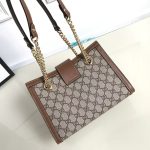 Gucci-Style Padlock Mini Bag – Beige GG Monogram Canvas with Brown Leather Trim & Gold-Tone Lock Clasp - 图片 2