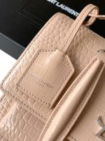 Saint Laurent-Style Tote Bag – Burgundy Quilted Leather with Metallic YSL Logo & Dual Handles – Designer-Inspired Work & Travel Bag for Women - 图片 2