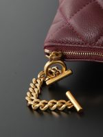 Saint Laurent-Style Quilted Tote Bag Set – Burgundy Leather with Gold-Tone YSL Logo + Matching Clutch - 图片 3