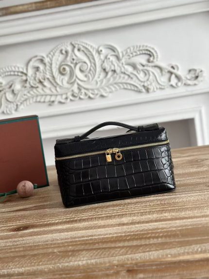 Loro Piana-Style Mini Box Bag – Premium Pebbled Leather, Iconic Lock Clasp, Designer Handbag with Detachable Strap in Multiple Colors