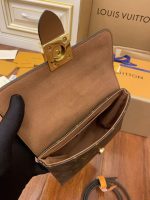 Louis Vuitton-Style Lockit Mini Bag – Brown Monogram Canvas with Leather Flap & Gold-Tone Lock Closure - 图片 2