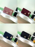 Chanel-Style Velvet Flap Bag – Classic Quilted Design with Gold-Tone Chain & Pearl Ball Charm (Multi-Color Available) - 图片 15