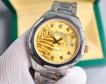 Luxury Rolex-Style Datejust Watch – Yellow Gold Dial with Diamond Hour Markers, Two-Tone Oyster Bracelet