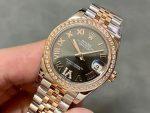 Luxury Two-Tone Datejust-Style Watch – Black Dial with Diamond Bezel, Roman Numerals, Oyster Bracelet - 图片 4
