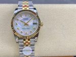 Luxury Two-Tone Datejust-Style Watch – Mother of Pearl Dial with Diamond Hour Markers, Fluted Bezel