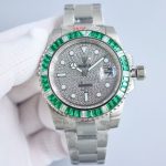 Luxury Submariner-Style Watch – Silver Dial, Blue & Pink Bezel, Stainless Steel Oyster Bracelet, Water Resistant - 图片 5