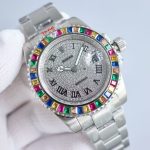 Luxury Submariner-Style Watch – Silver Dial, Blue & Pink Bezel, Stainless Steel Oyster Bracelet, Water Resistant - 图片 7