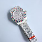 Luxury Submariner-Style Watch – Silver Dial, Blue & Pink Bezel, Stainless Steel Oyster Bracelet, Water Resistant - 图片 8