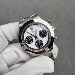Luxury Daytona-Style Chronograph Watch – White Dial, Black Sub-Dials, Tachymeter Bezel, Stainless Steel Bracelet - 图片 3